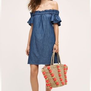 Anthropologie Corey Lynn Calter Denim Off-The-Shoulder Dress